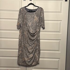 Connected Apparel Silver Sheath Midi Dress